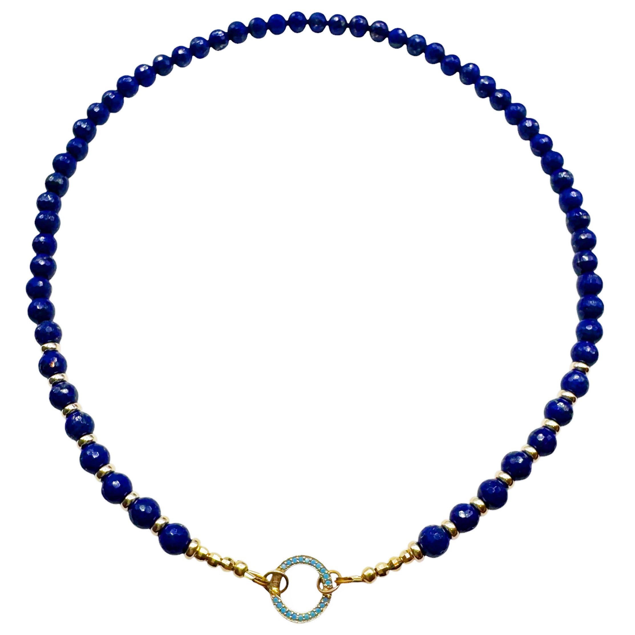 14k GOLD & LAPIS CHARM NECKLACES