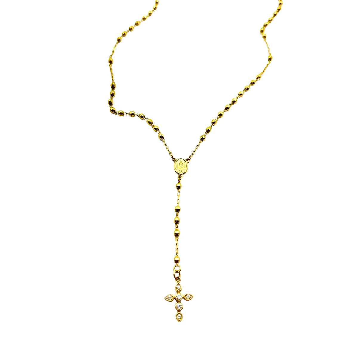 GOLD ROSARY WITH DIAMOND CROSS