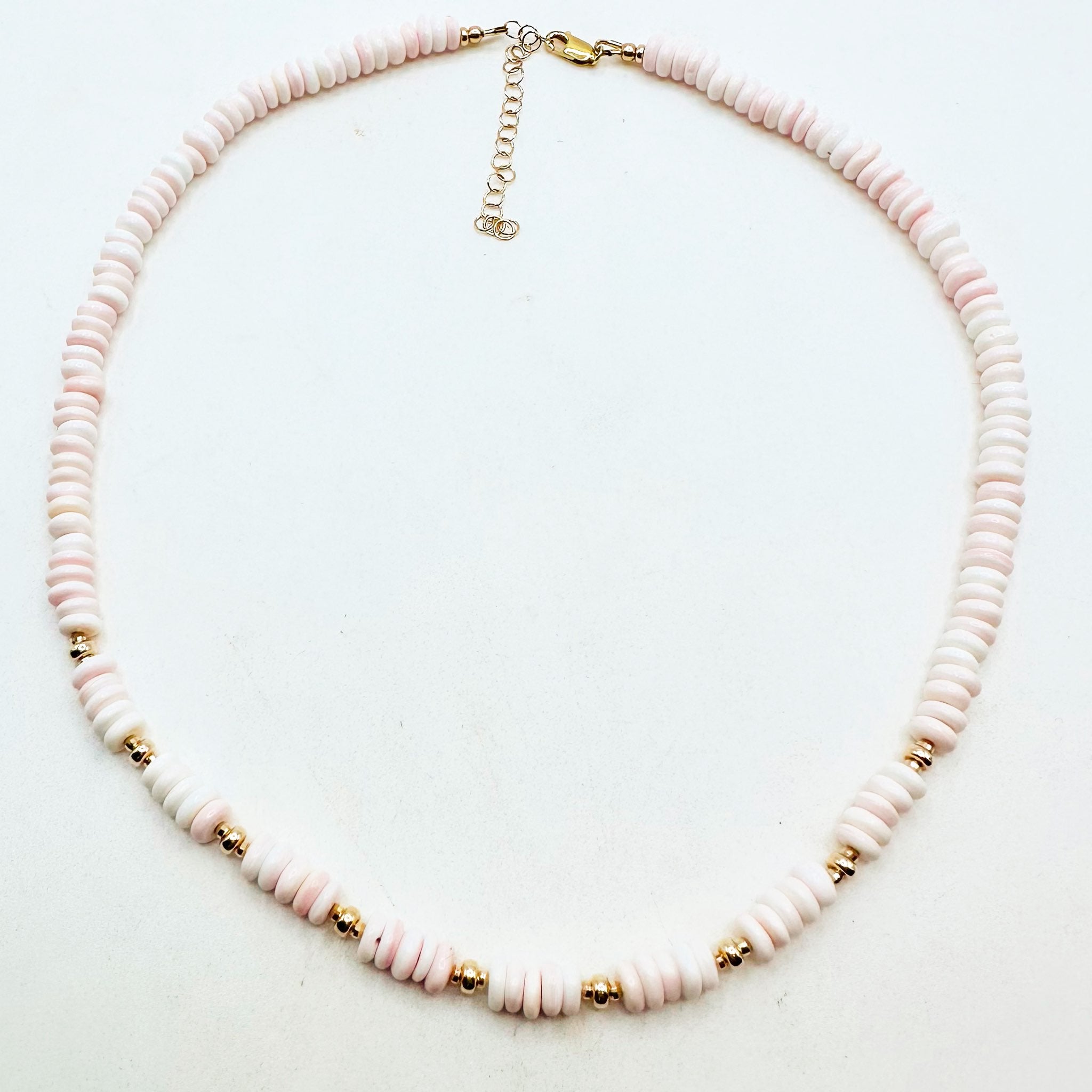 PINK SHELL NECKLACE WITH 14K GOLD