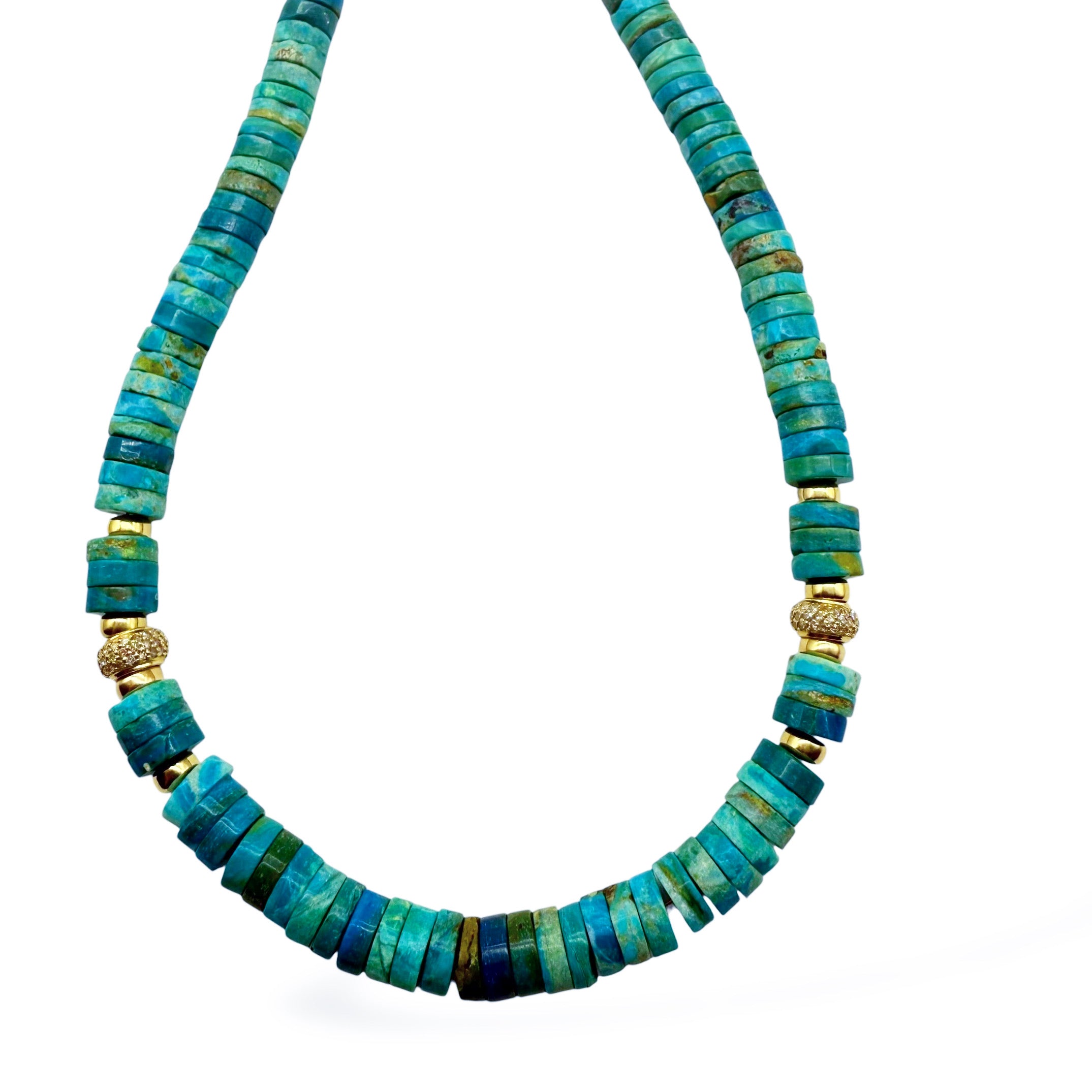 BLUE OPALINA AND DIAMOND BEAD NECKLACE