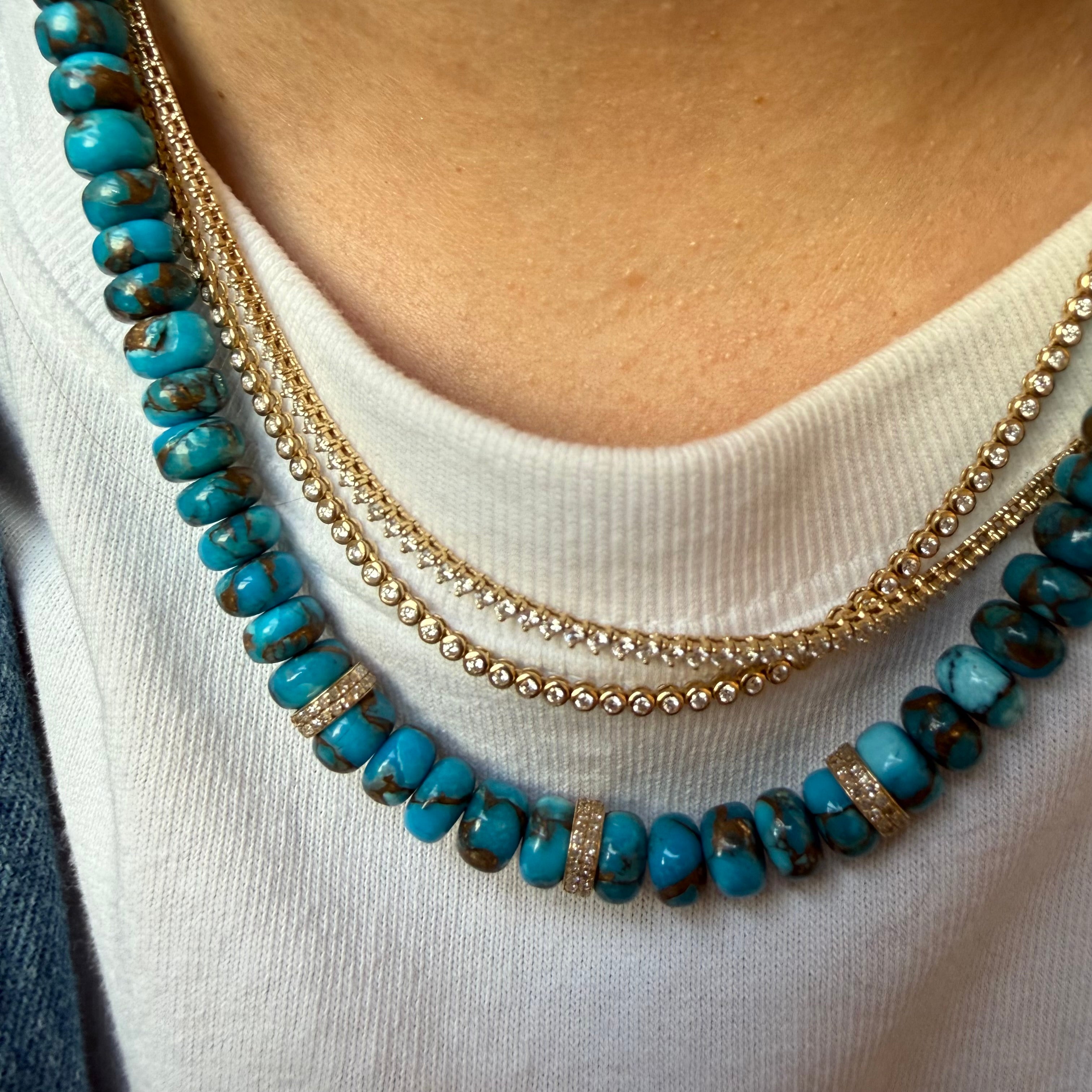 SLEEPING BEAUTY AND DIAMOND BEAD NECKLACES