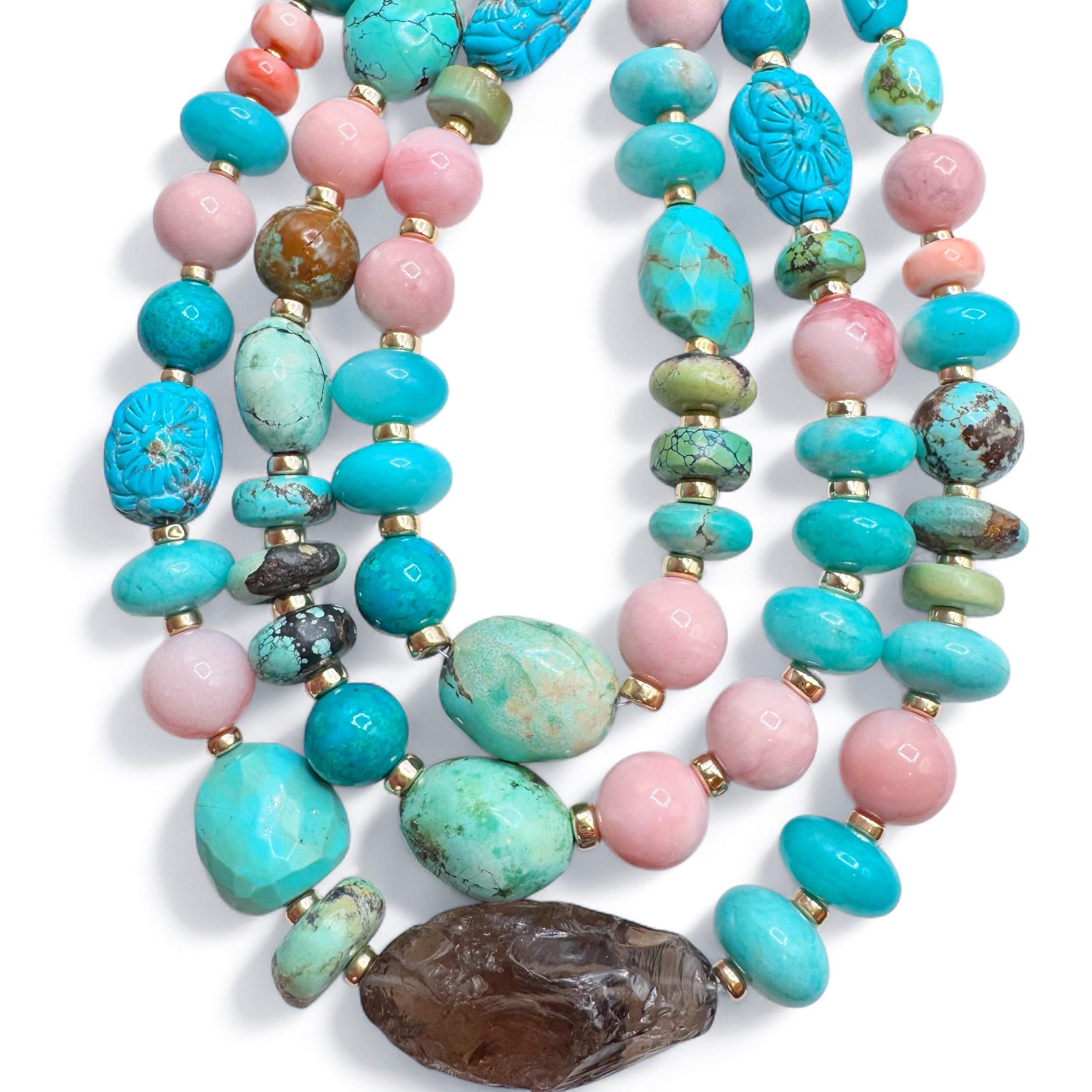 14K GOLD MIXED GEM NECKLACES