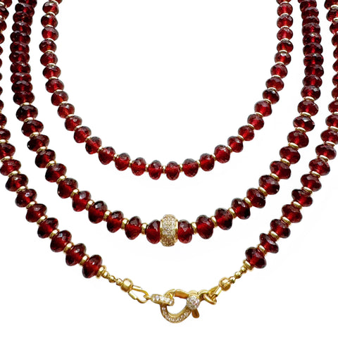 GARNET AND 14K GOLD BEADED NECKLACES