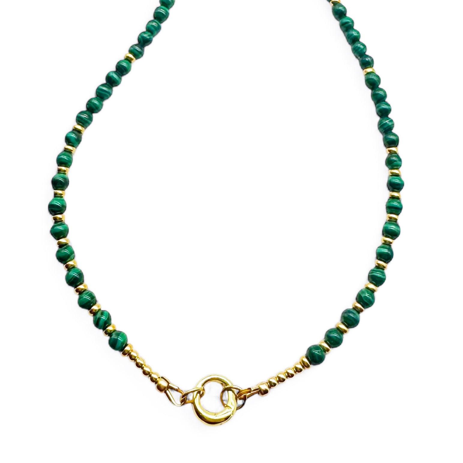 MALACHITE & GOLD BEADED NECKLACE