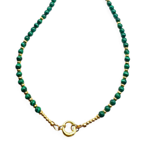 MALACHITE & GOLD BEADED NECKLACE