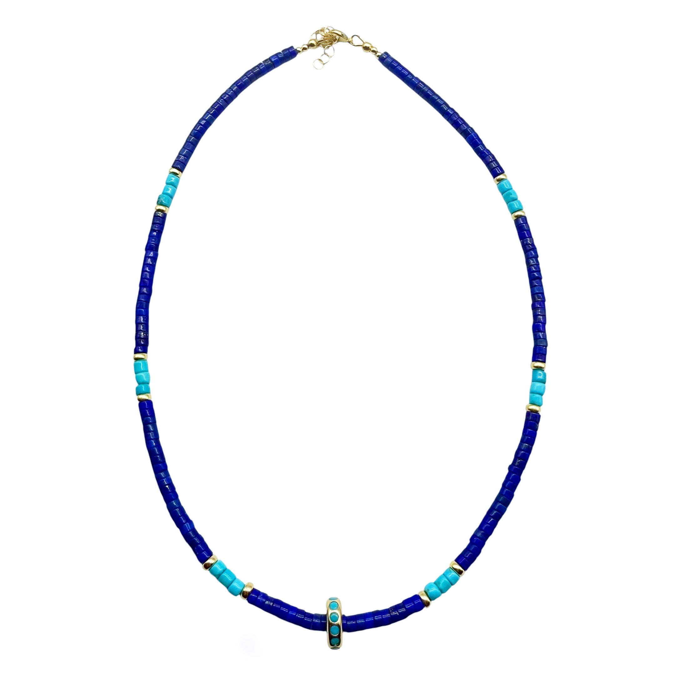 LAPIS & TURQUOISE BEADED NECKLACE