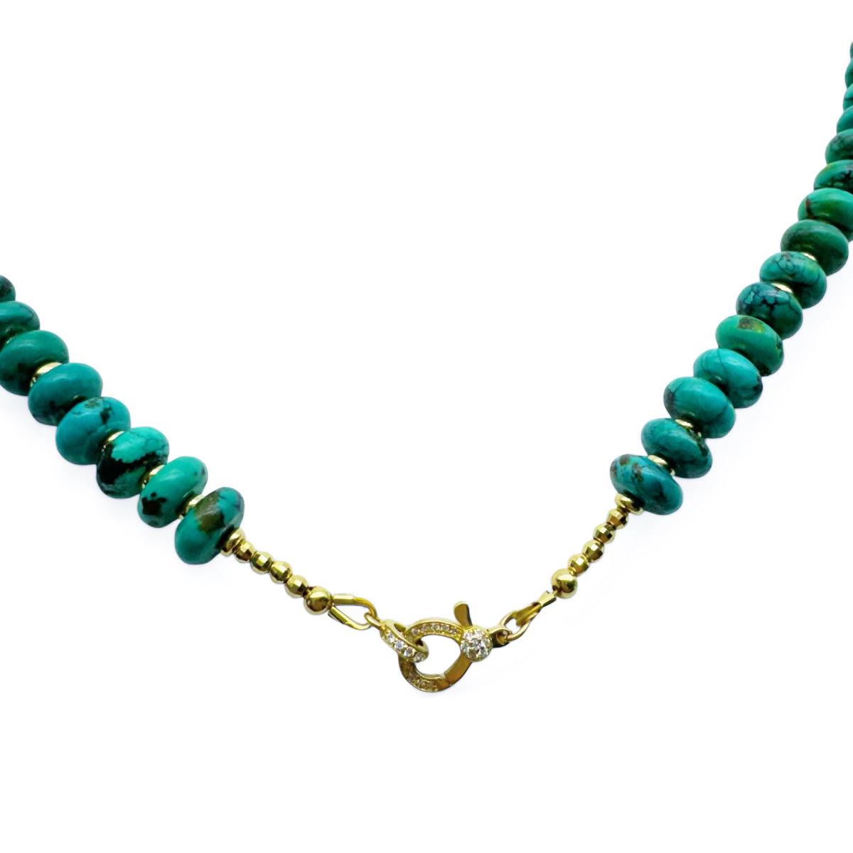 8MM TURQUOISE BEADED NECKLACES WITH 14K GOLD