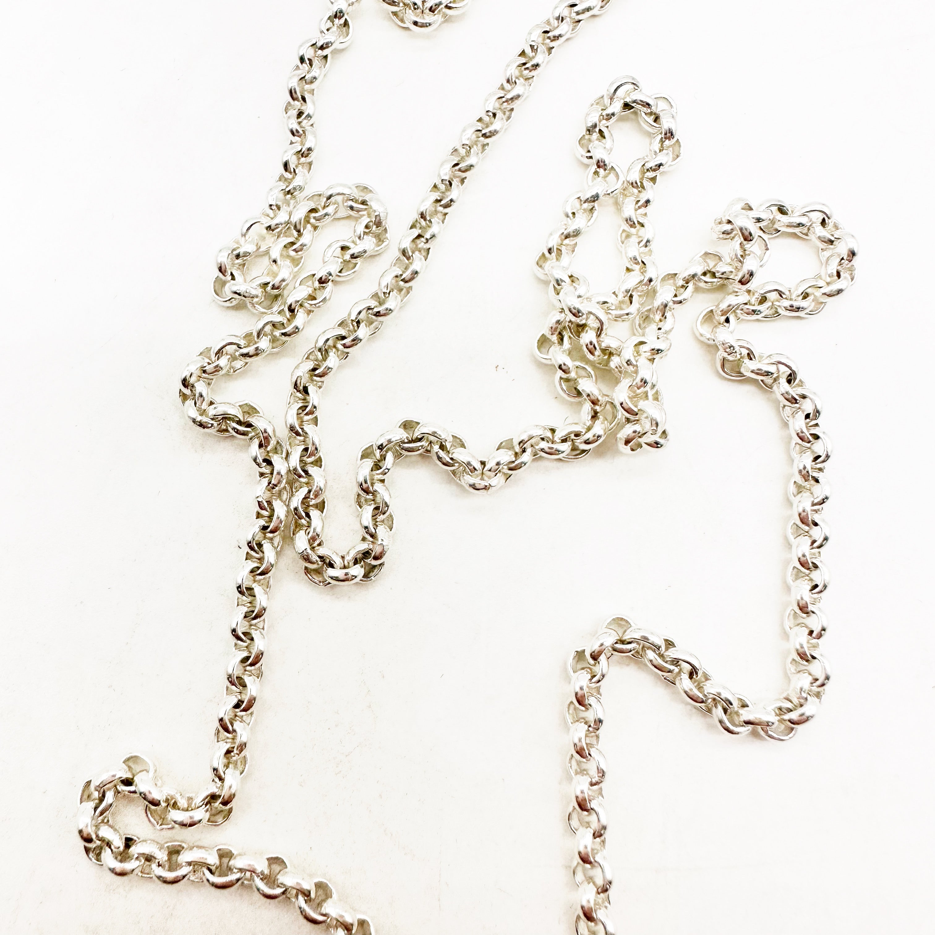 SILVER ROLO CHAIN WITH 14K GOLD CHARM HOLDER