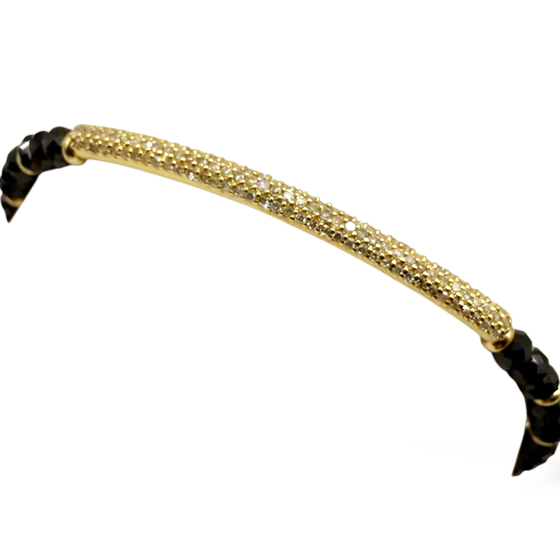14K GOLD & DIAMOND BAR BRACELET WITH BLACK SPINEL