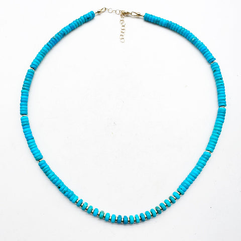 SLEEPING BEAUTY TURQUOISE WITH 14k GOLD  NECKLACE