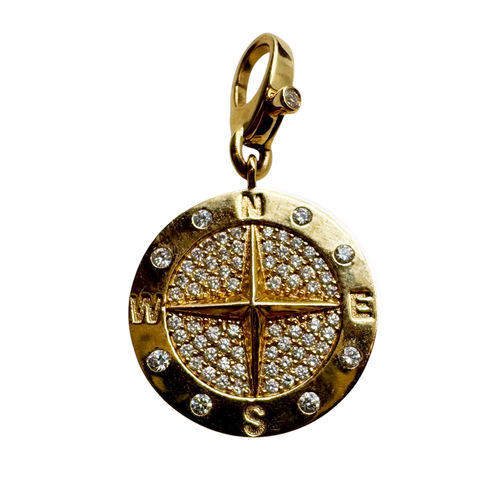 14K GOLD AND DIAMOND COMPASS PENDANT