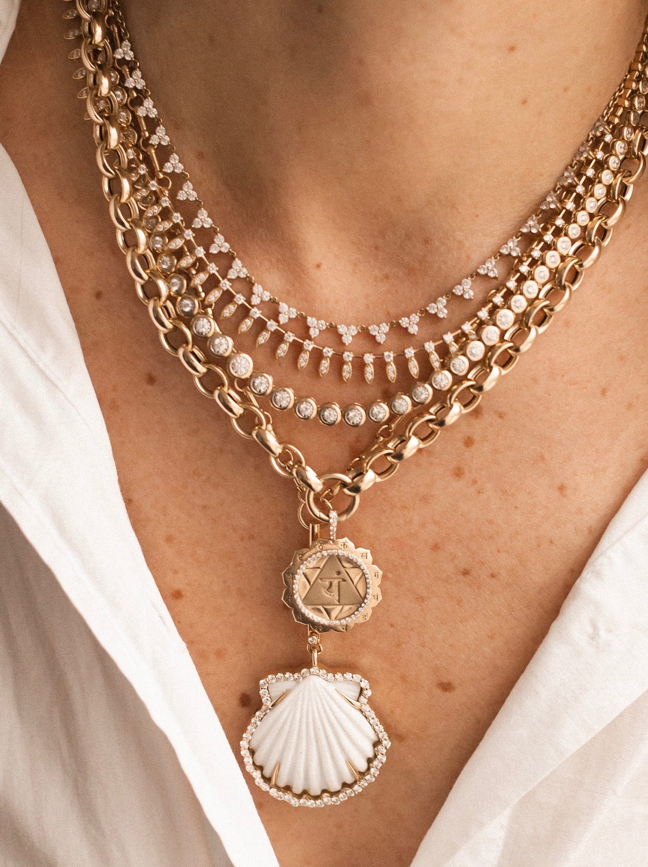 14K GOLD &  BEZEL DIAMOND  TENNIS NECKLACE