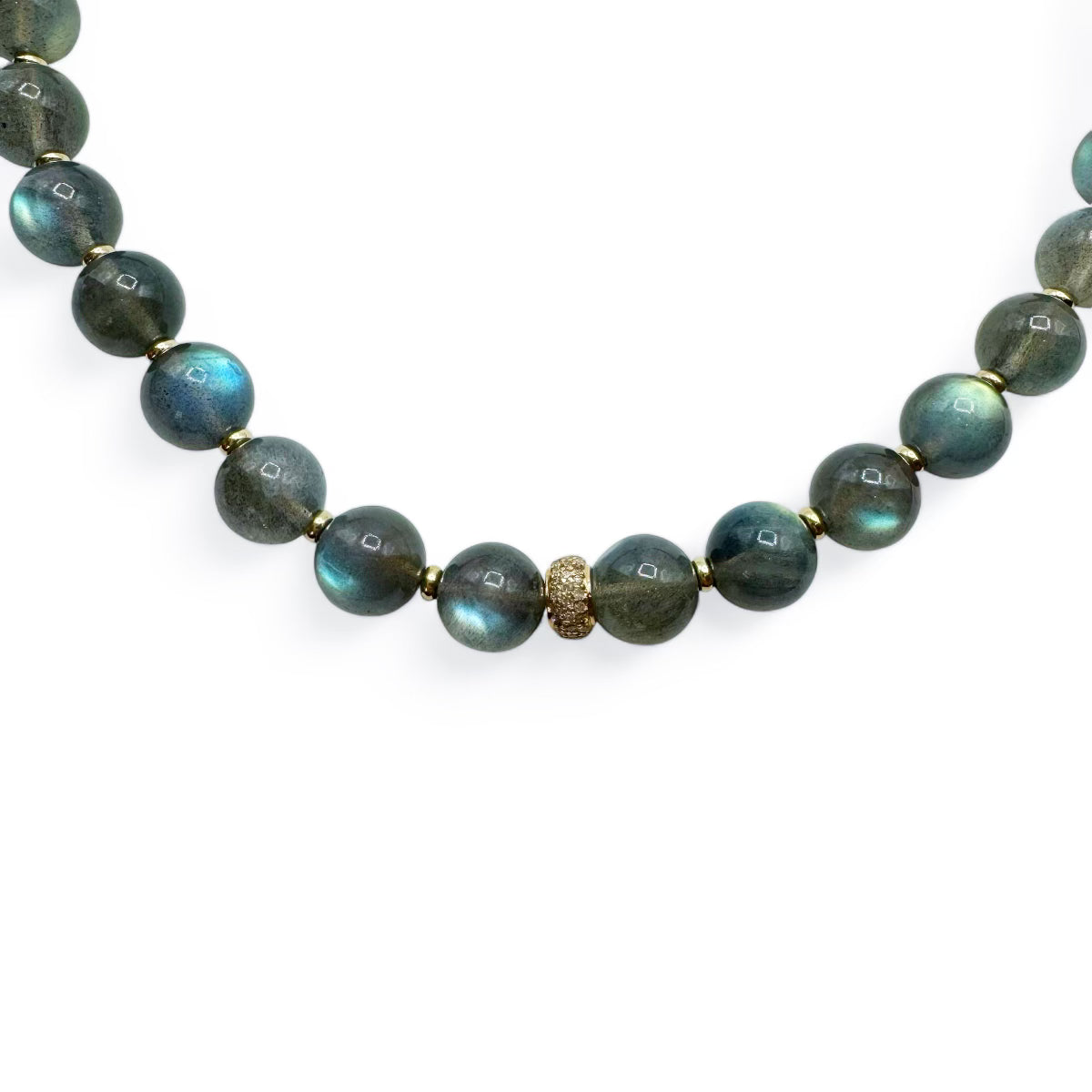 LABRADORITE & DIAMOND BEAD NECKLACE