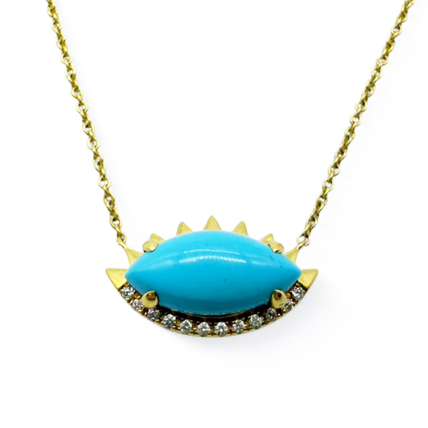 14K GOLD & TURQUOISE PROTECTION NECKLACE