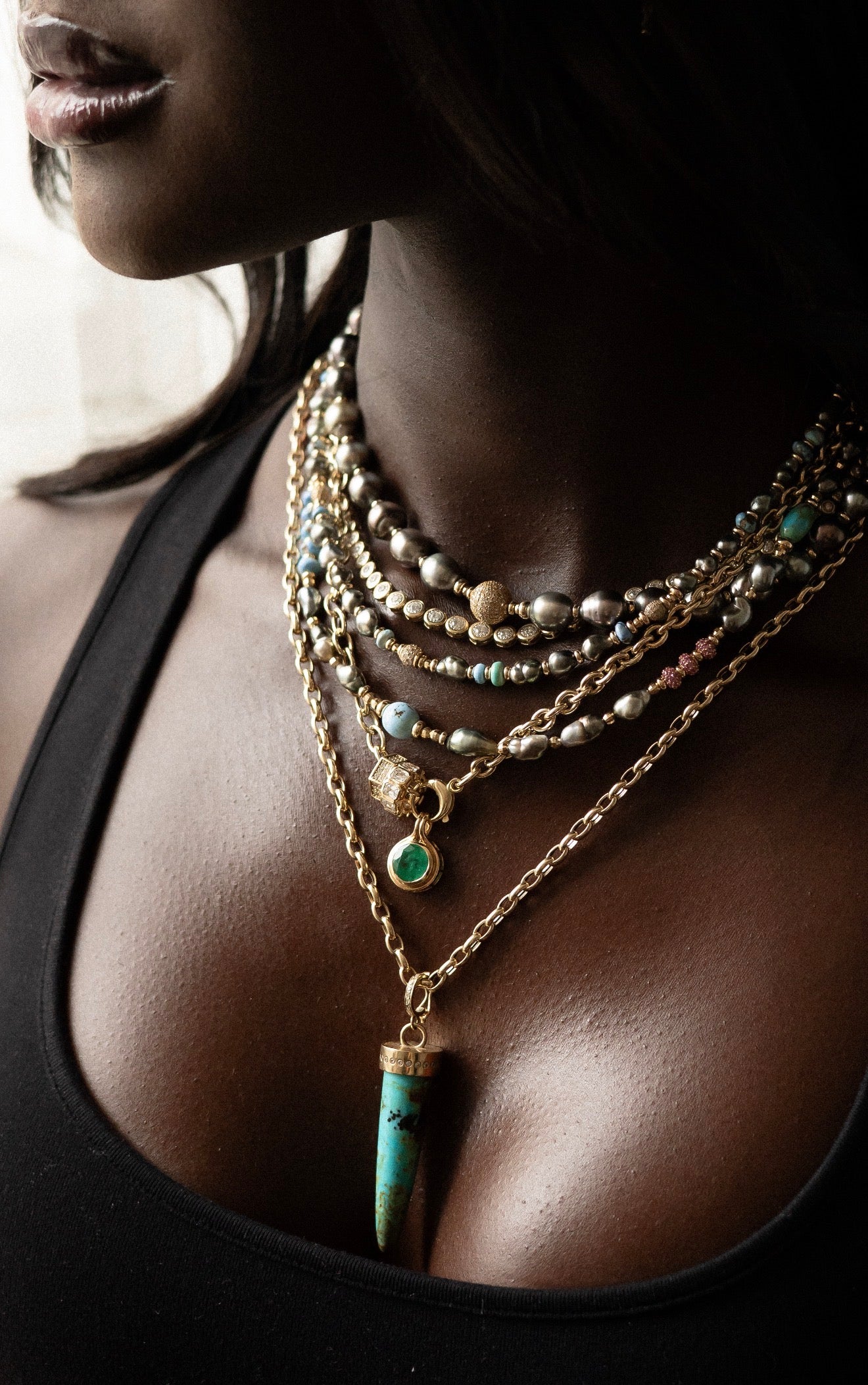 TURQUOISE & DIAMOND BULLET AMULET