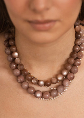 DUSTY ROSE MOONSTONE BEADED NECKLACE
