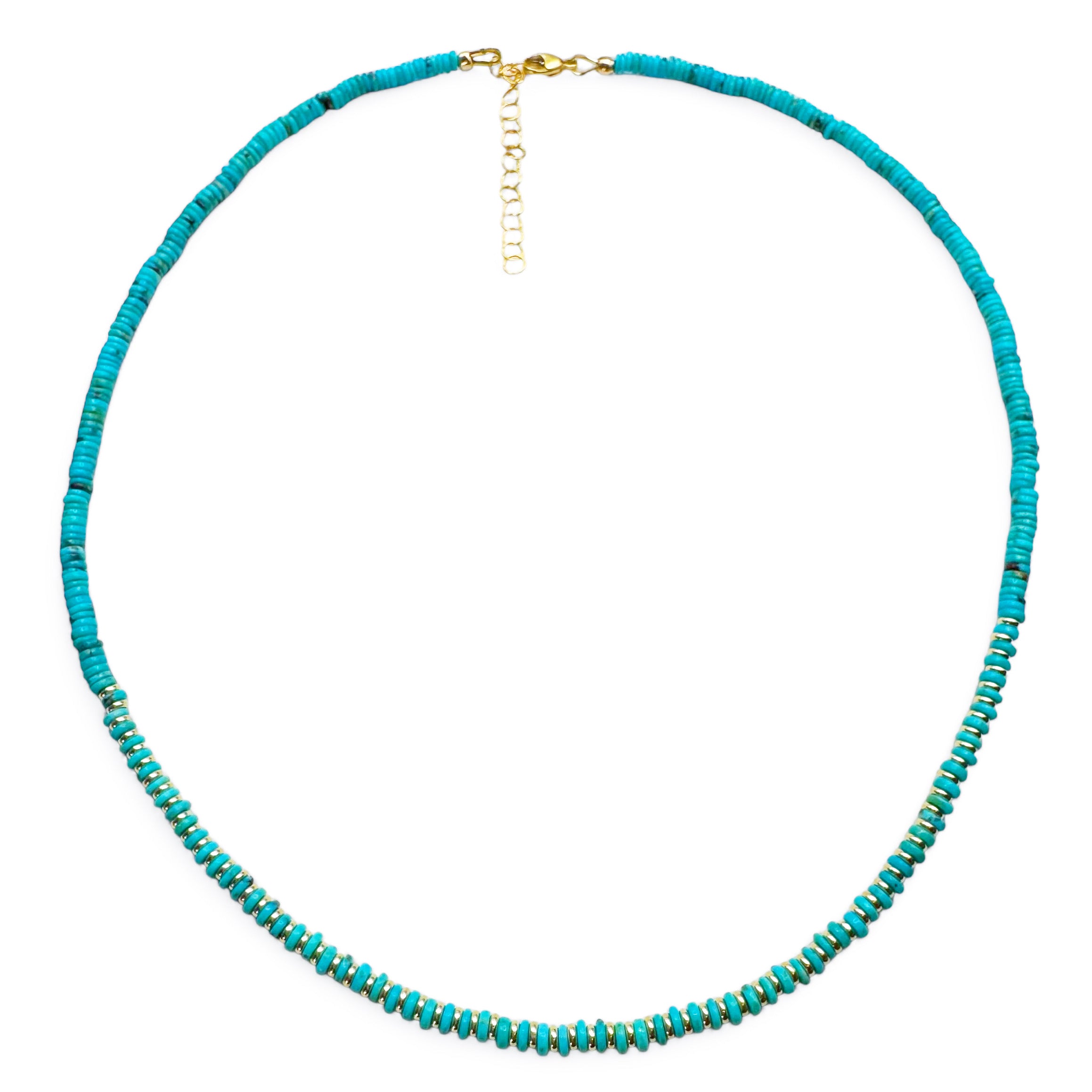 TURQUOISE & 14K GOLD HEISHI NECKLACES