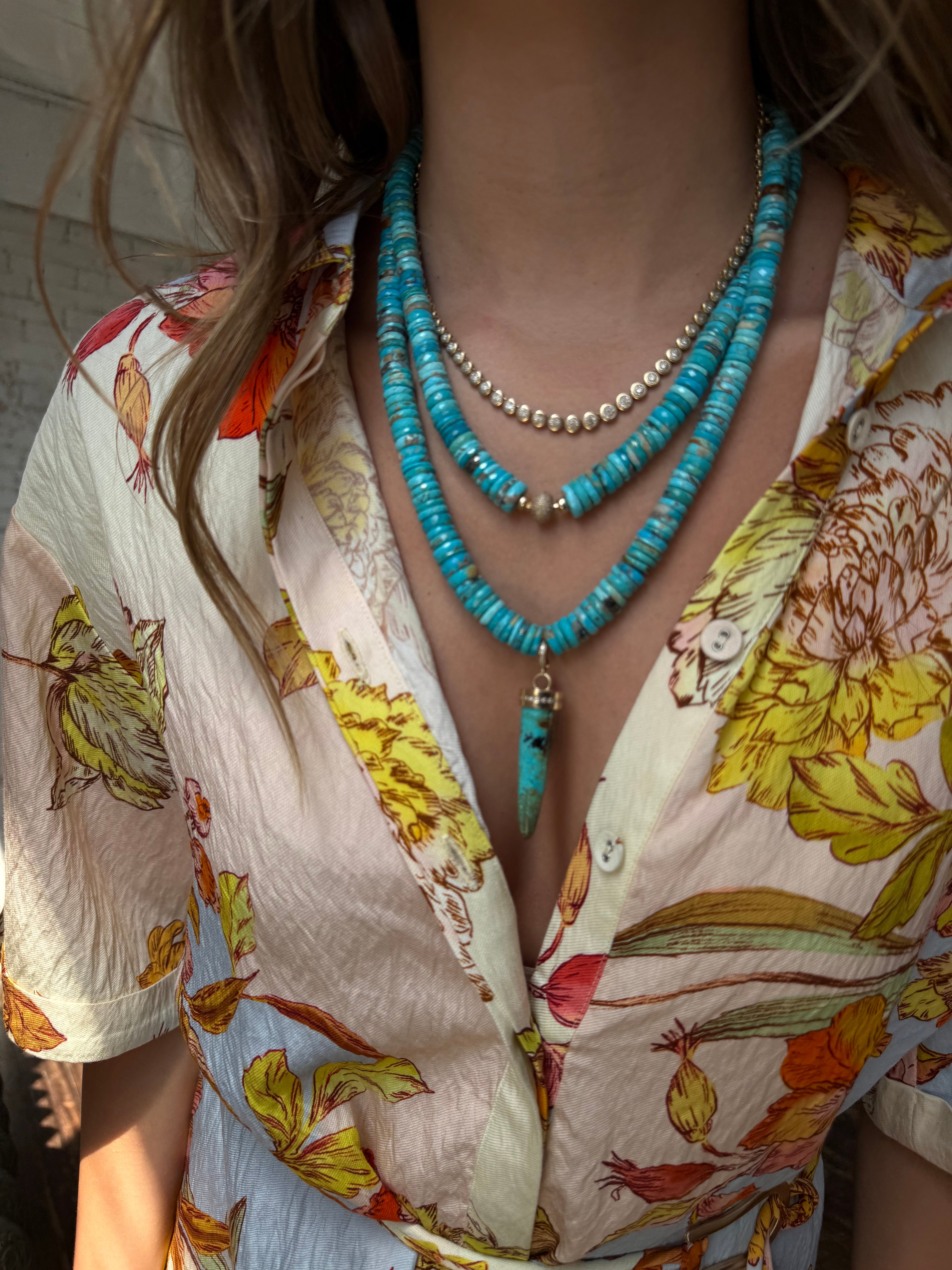 TURQUOISE & DIAMOND HESHI NECKLACE