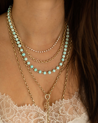 LIGHT BLUE TURQUOISE AND 14K GOLD