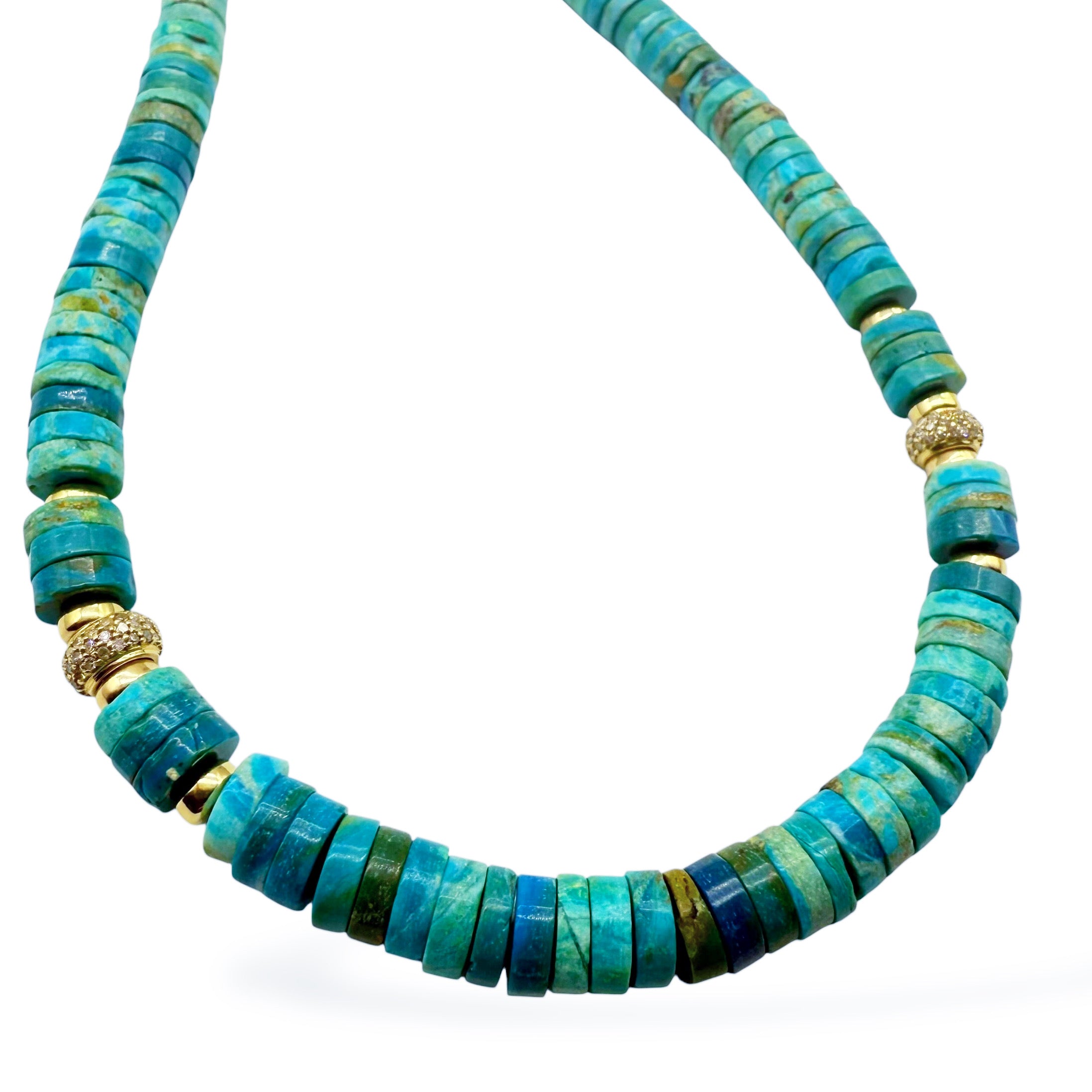 BLUE OPALINA AND DIAMOND BEAD NECKLACE