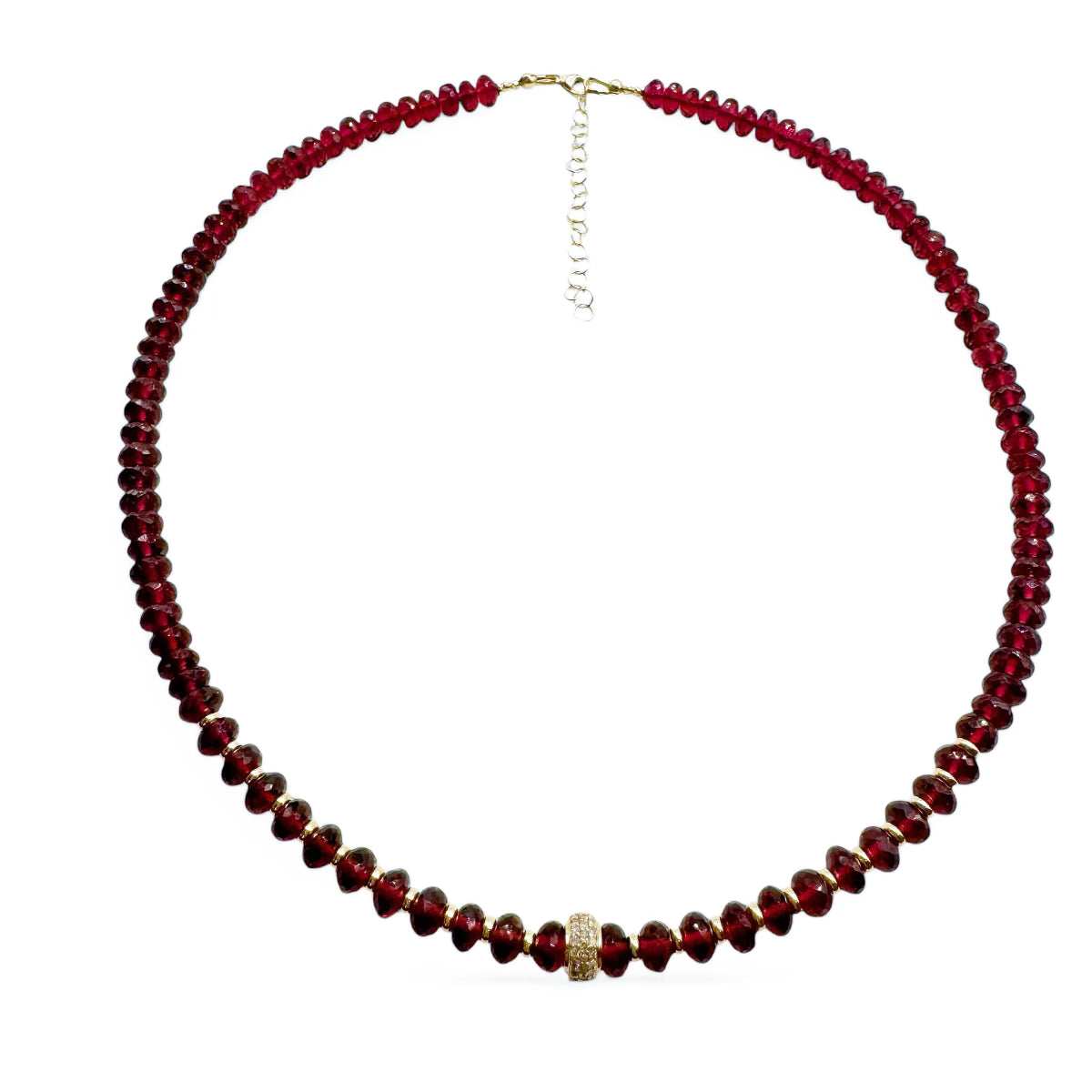 GARNET AND 14K GOLD BEADED NECKLACES