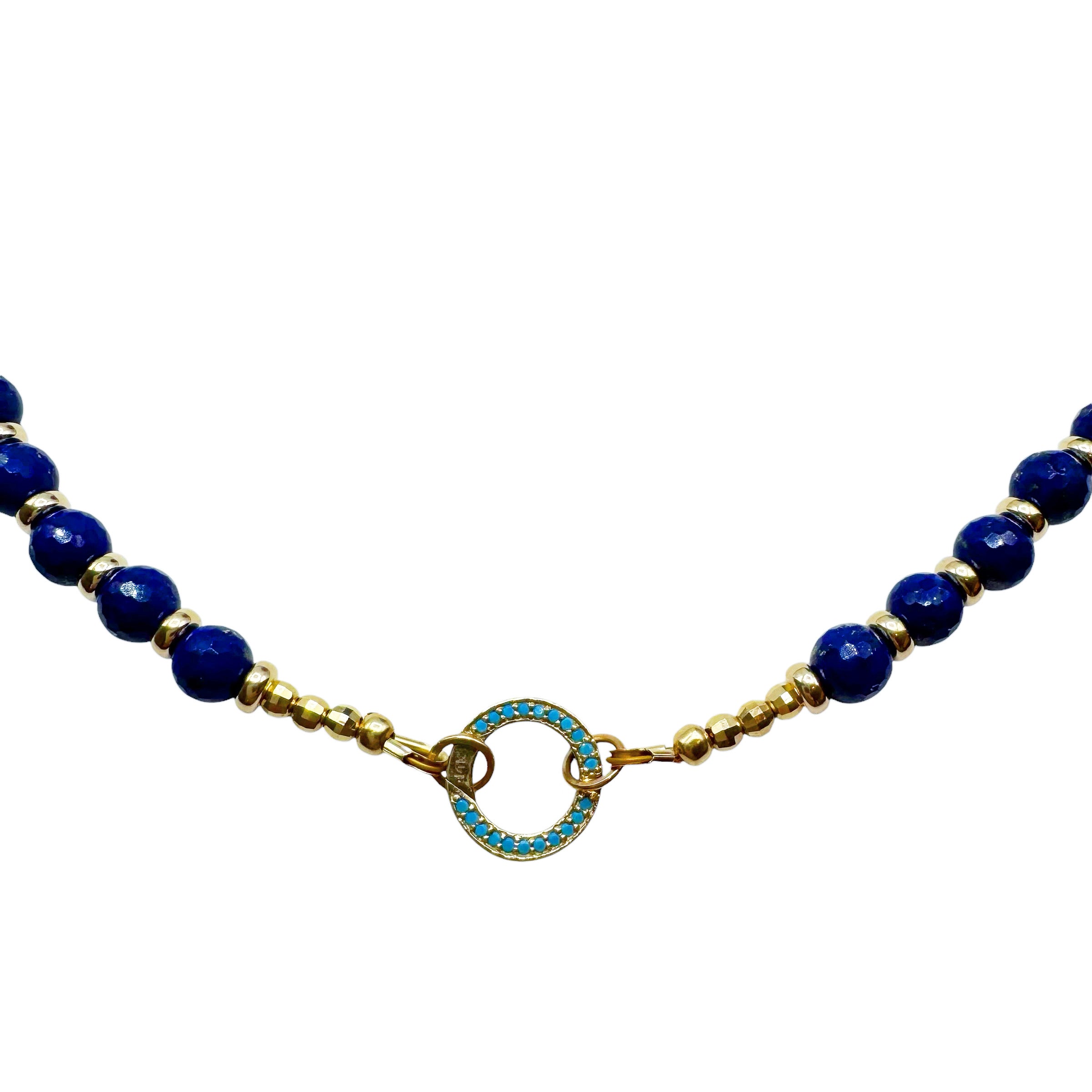 14k GOLD & LAPIS CHARM NECKLACES