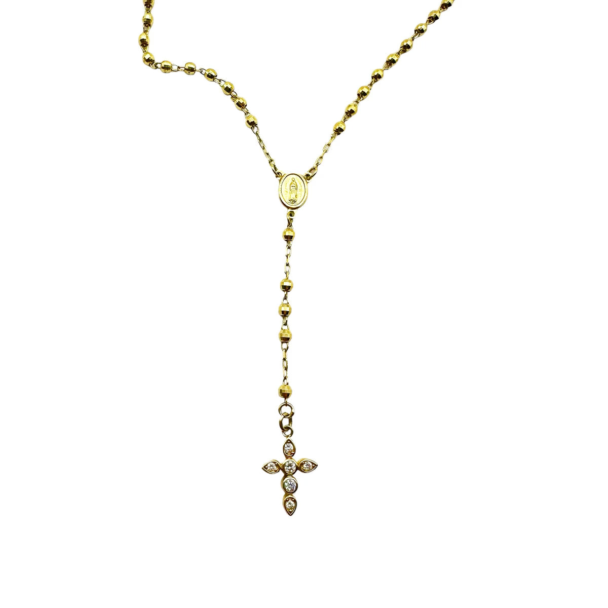 GOLD ROSARY WITH DIAMOND CROSS