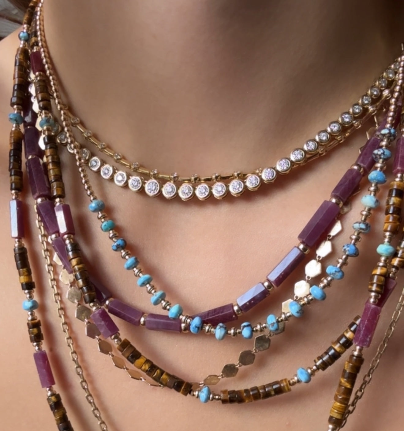 14K GOLD & DIAMOND ILLUSION TENNIS NECKLACE
