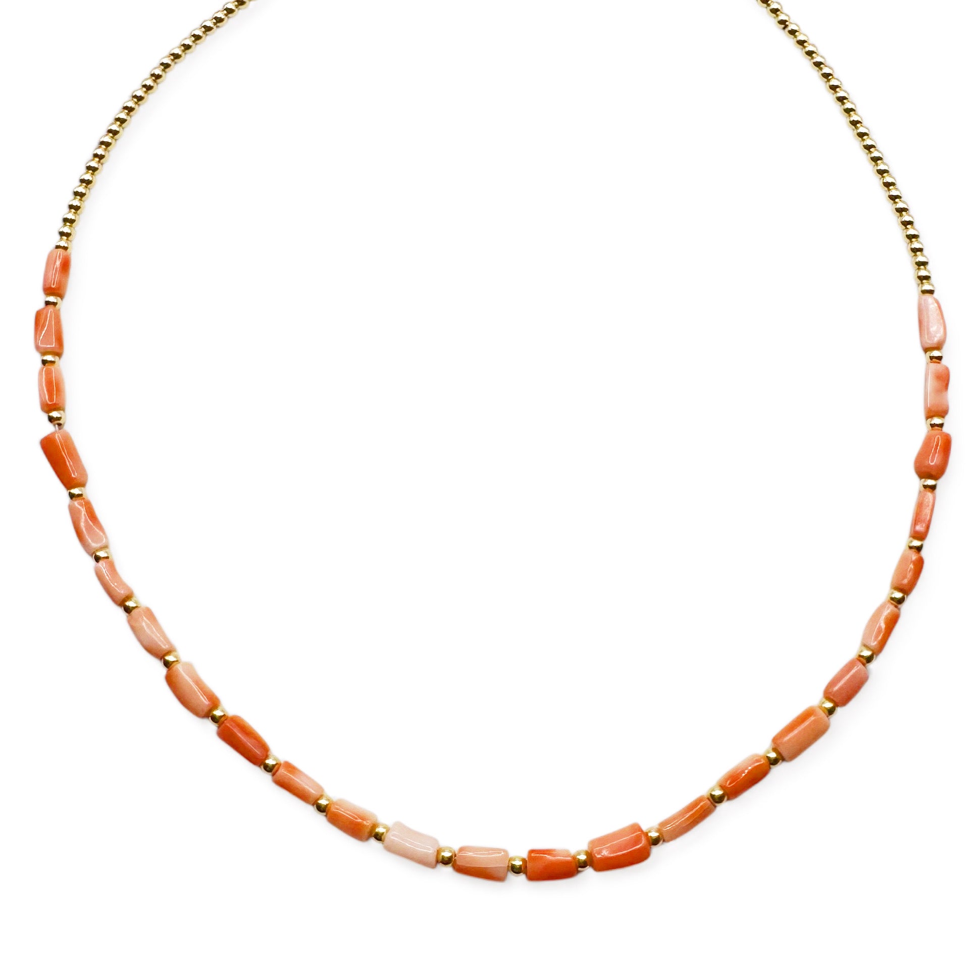 CORAL AND GOLD BEADED NECKLACE