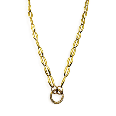 14K GOLD PUFFY ROLO CHAIN WITH DIAMOND CLIP