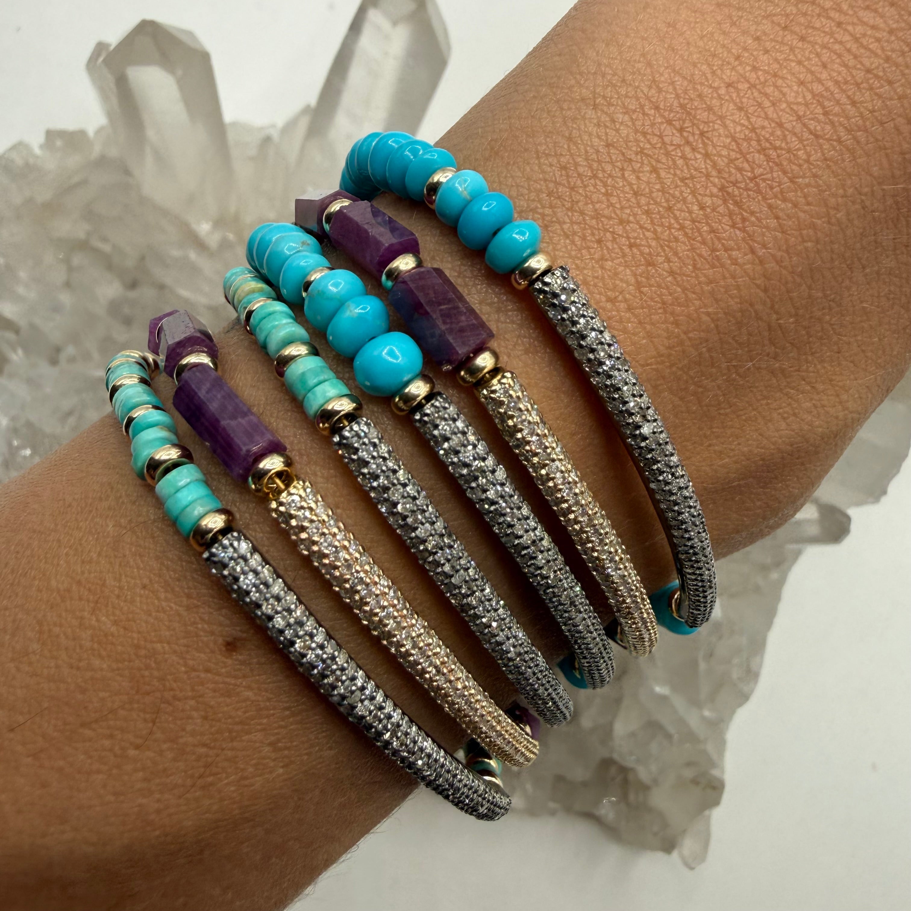 14K GOLD AND DIAMOND BAR RUBY BRACELET