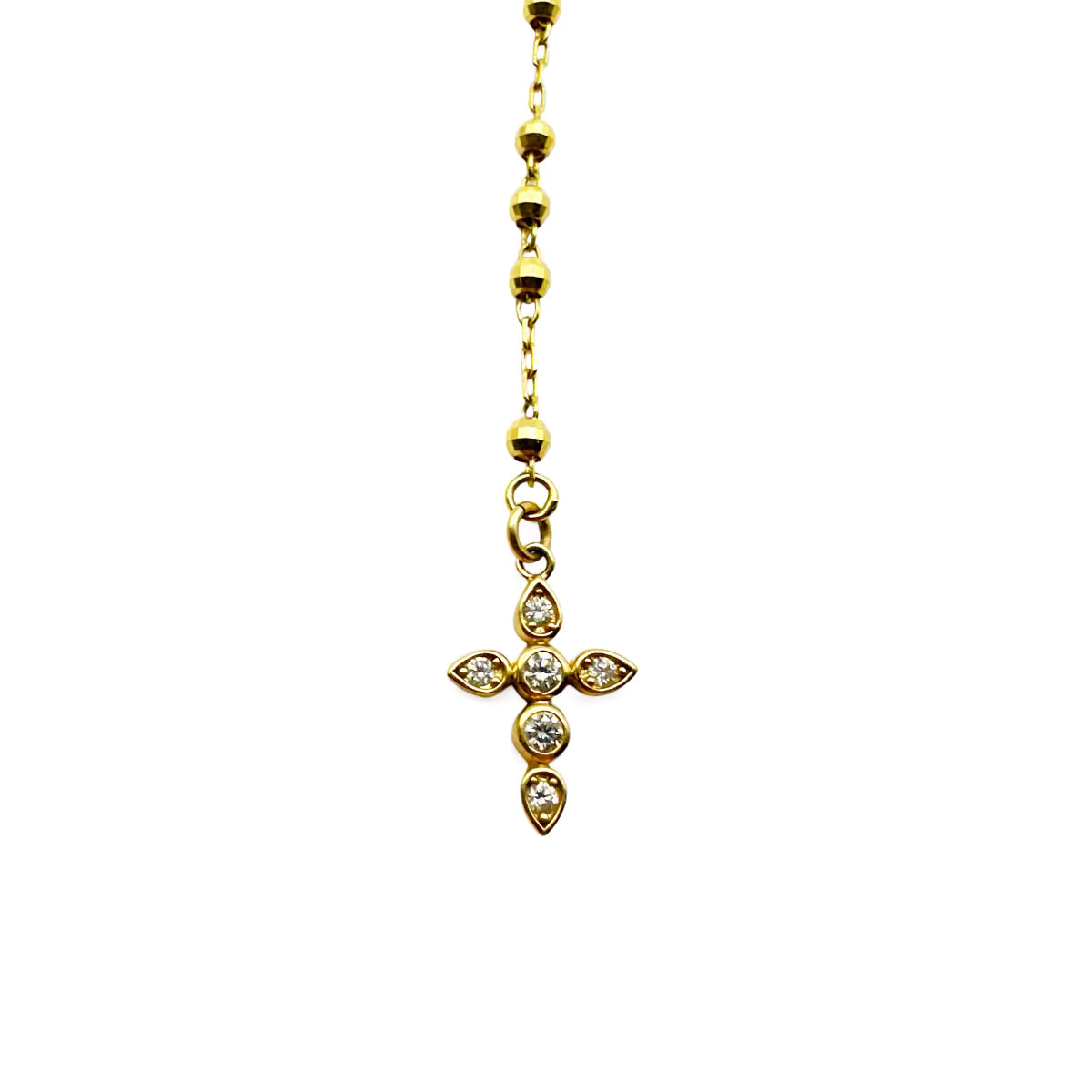 GOLD ROSARY WITH DIAMOND CROSS