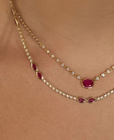 DIAMOND AND RUBY TENNIS NECKLACE