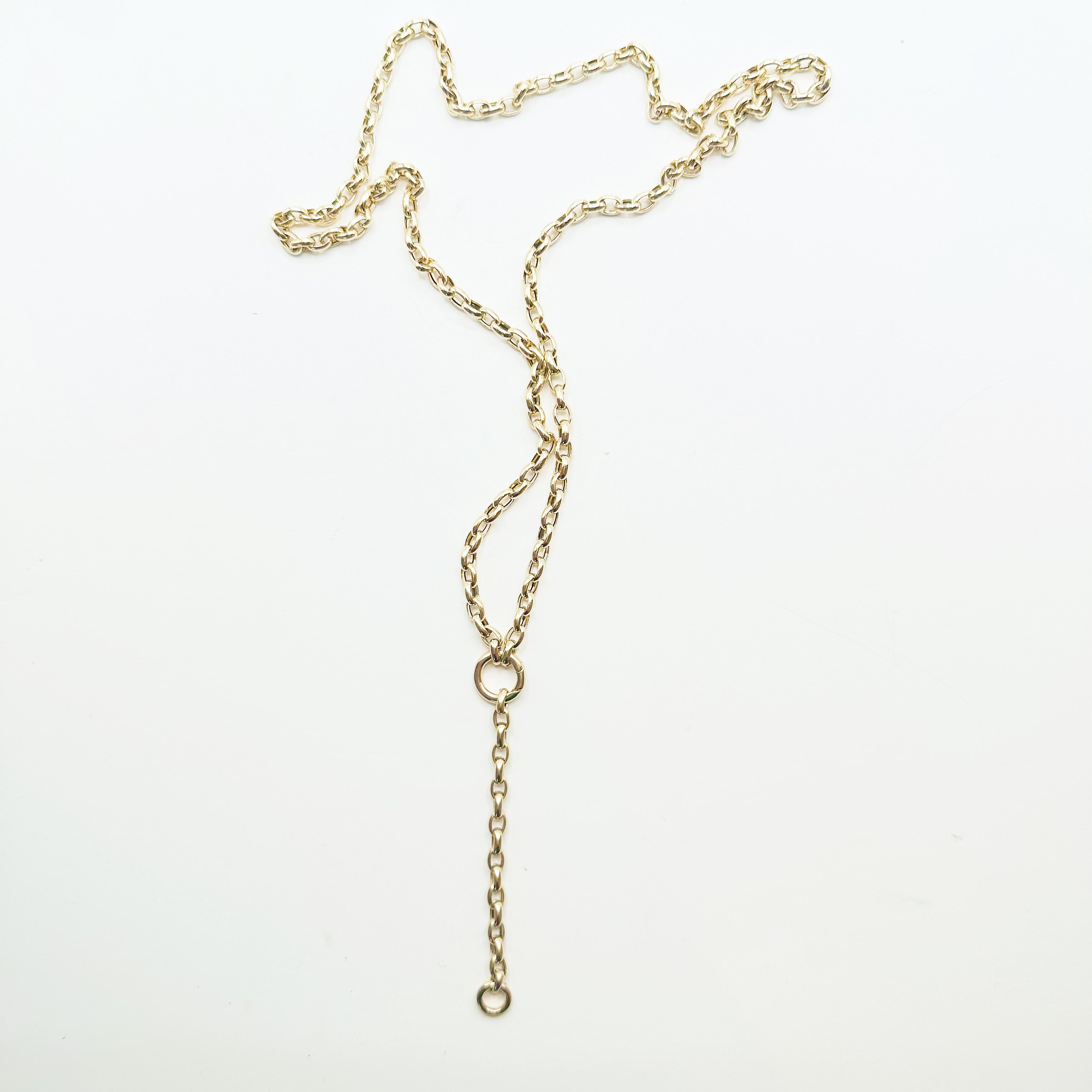 14K GOLD CHAIN NECKLACE WITH CHARM HOLDERS