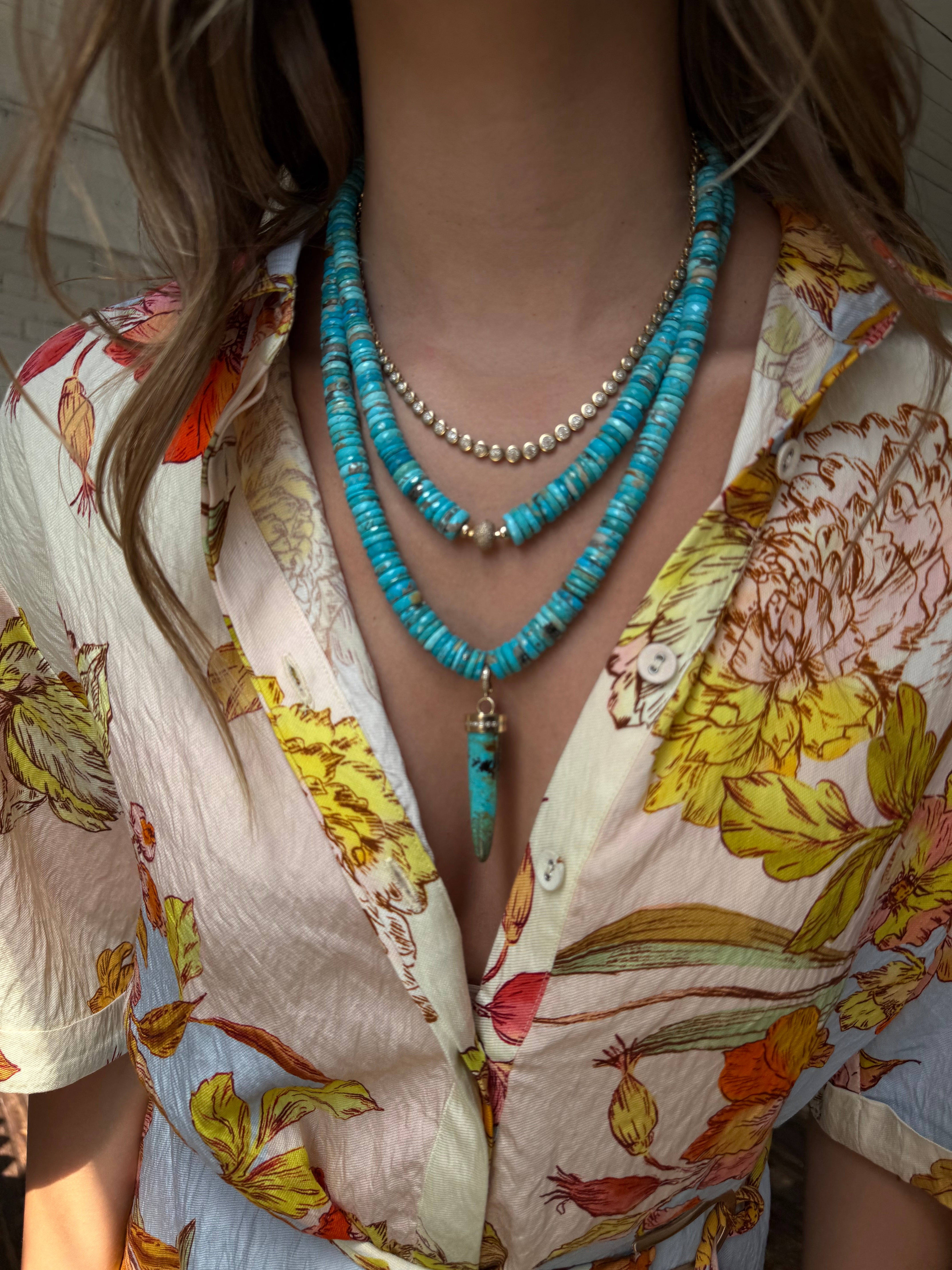 TURQUOISE & DIAMOND HESHI NECKLACE