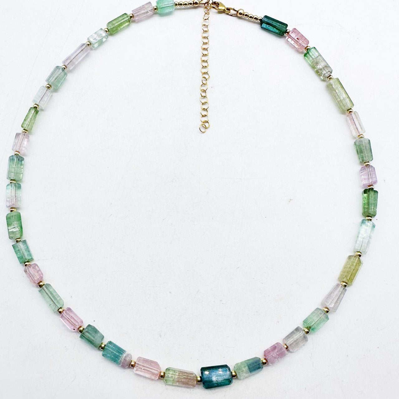 ONE OF A KIND WATERMELON TOURMALINE STRAND WITH GOLD