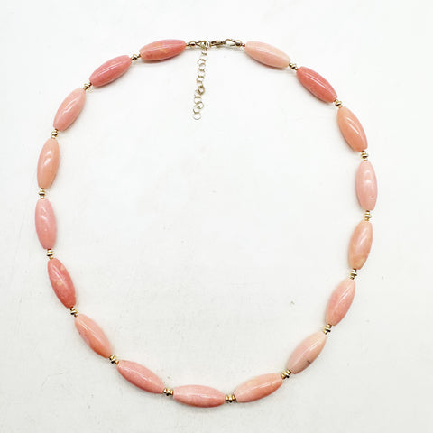 PINK OPAL NECKLACE WITH 14K GOLD