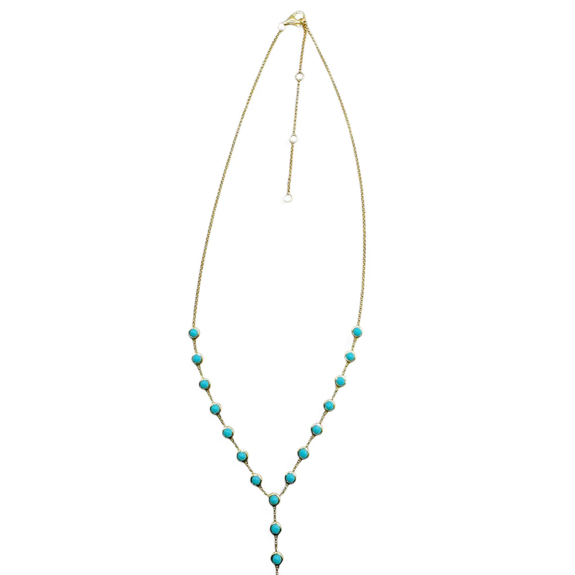 TURQUOISE & 14K GOLD Y NECKLACE