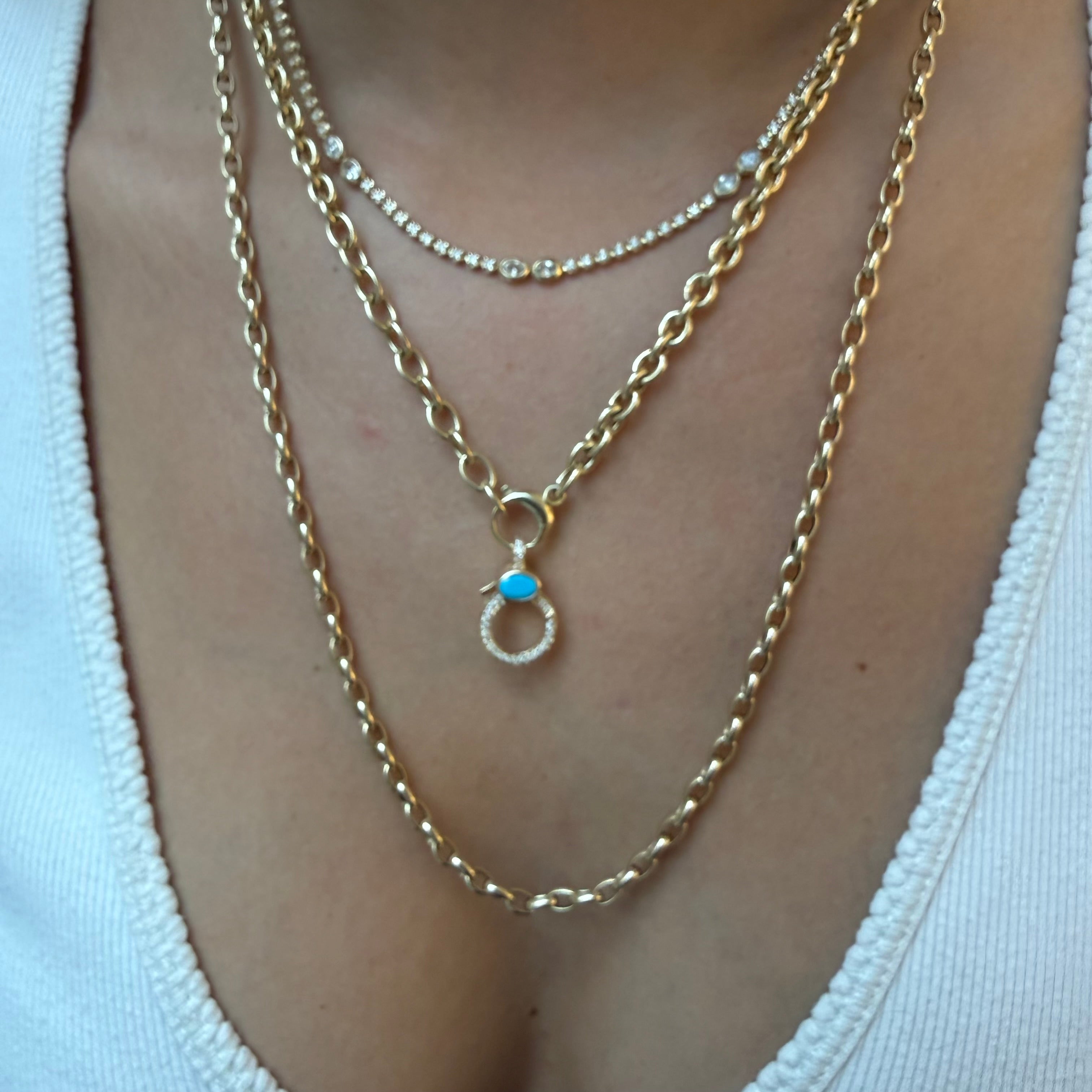 TURQUOISE & DIAMOND CHARM CLIP