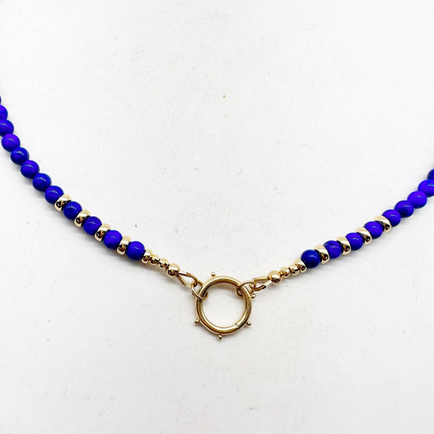 LAPIS NECKLACE WITH CHARM HOLDER CLASP