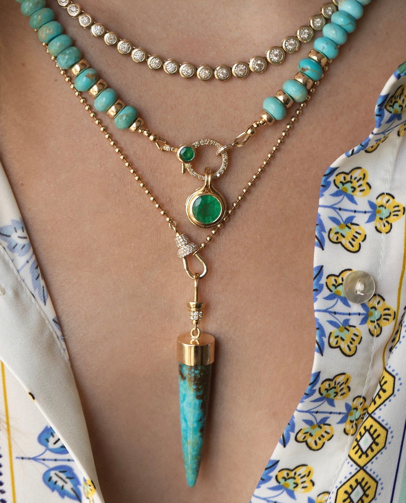 14K GOLD AND EMERALD CLIP CHARM