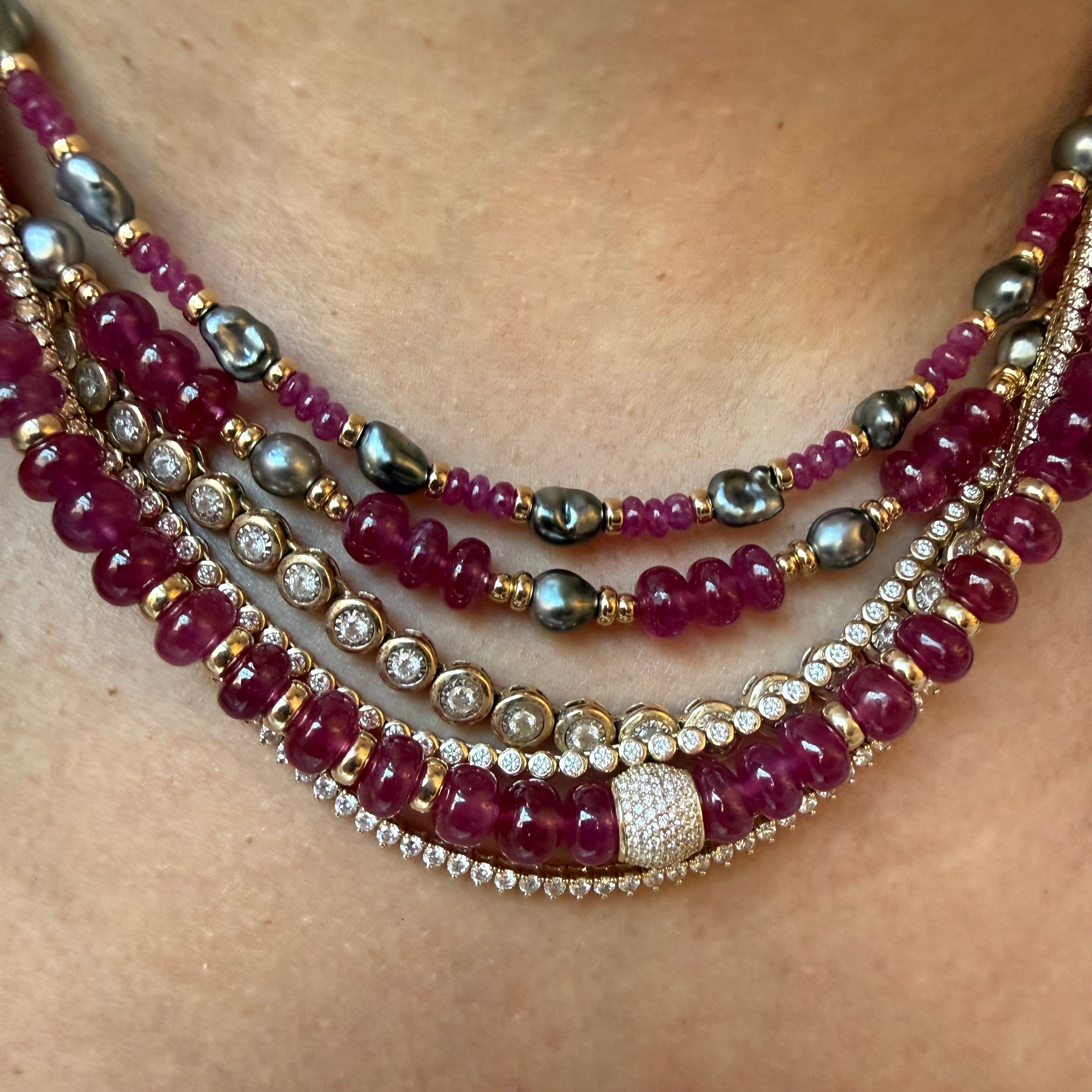 RUBY & DIAMOND BEAD NECKLACE