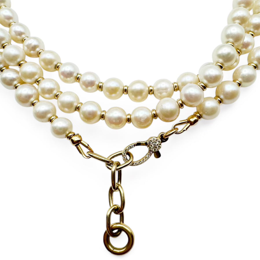 14K GOLD LONG PEARL NECKLACE