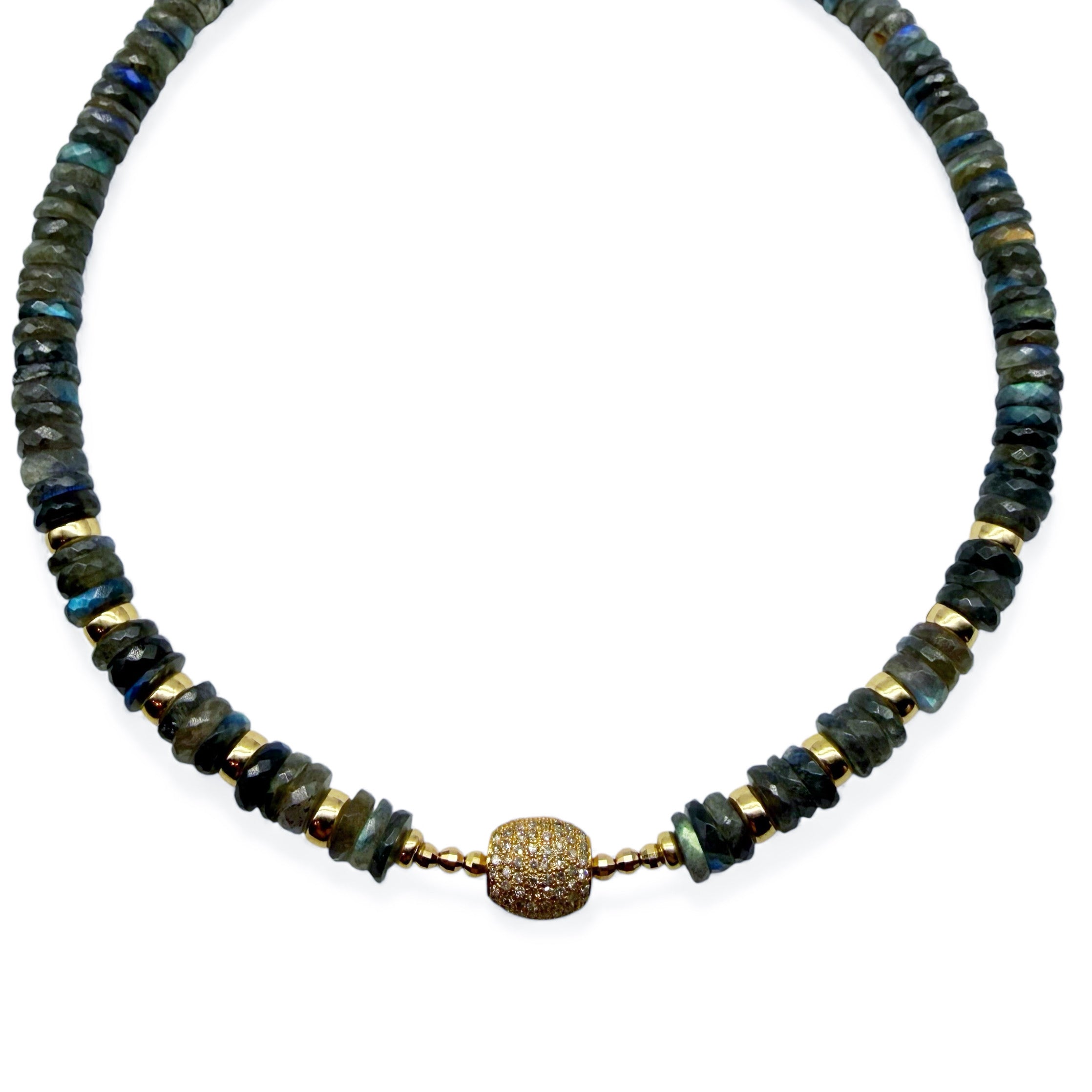 LABRADORITE & DIAMOND NECKLACE
