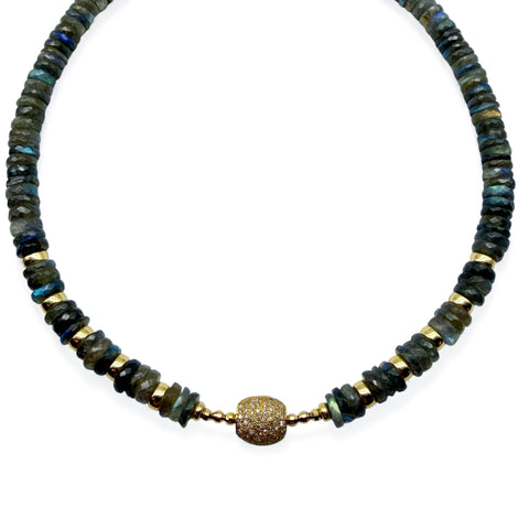 LABRADORITE & DIAMOND NECKLACE