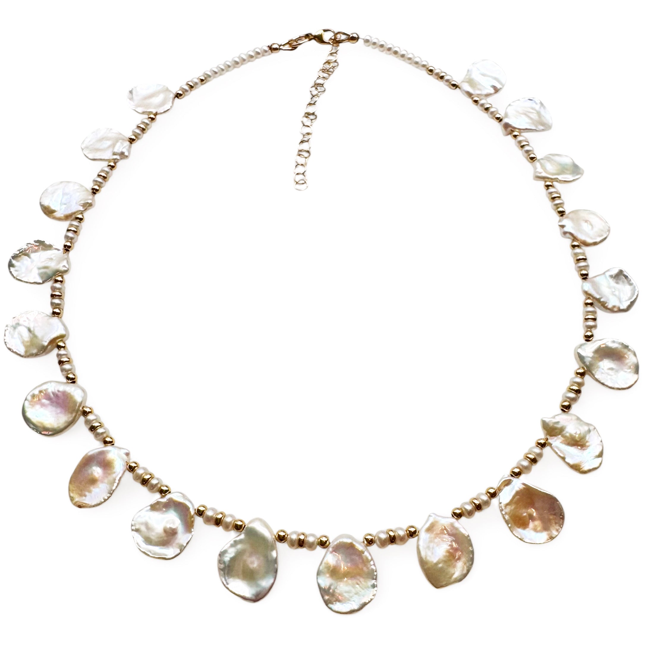 14K GOLD & PEARL PETAL NECKLACE