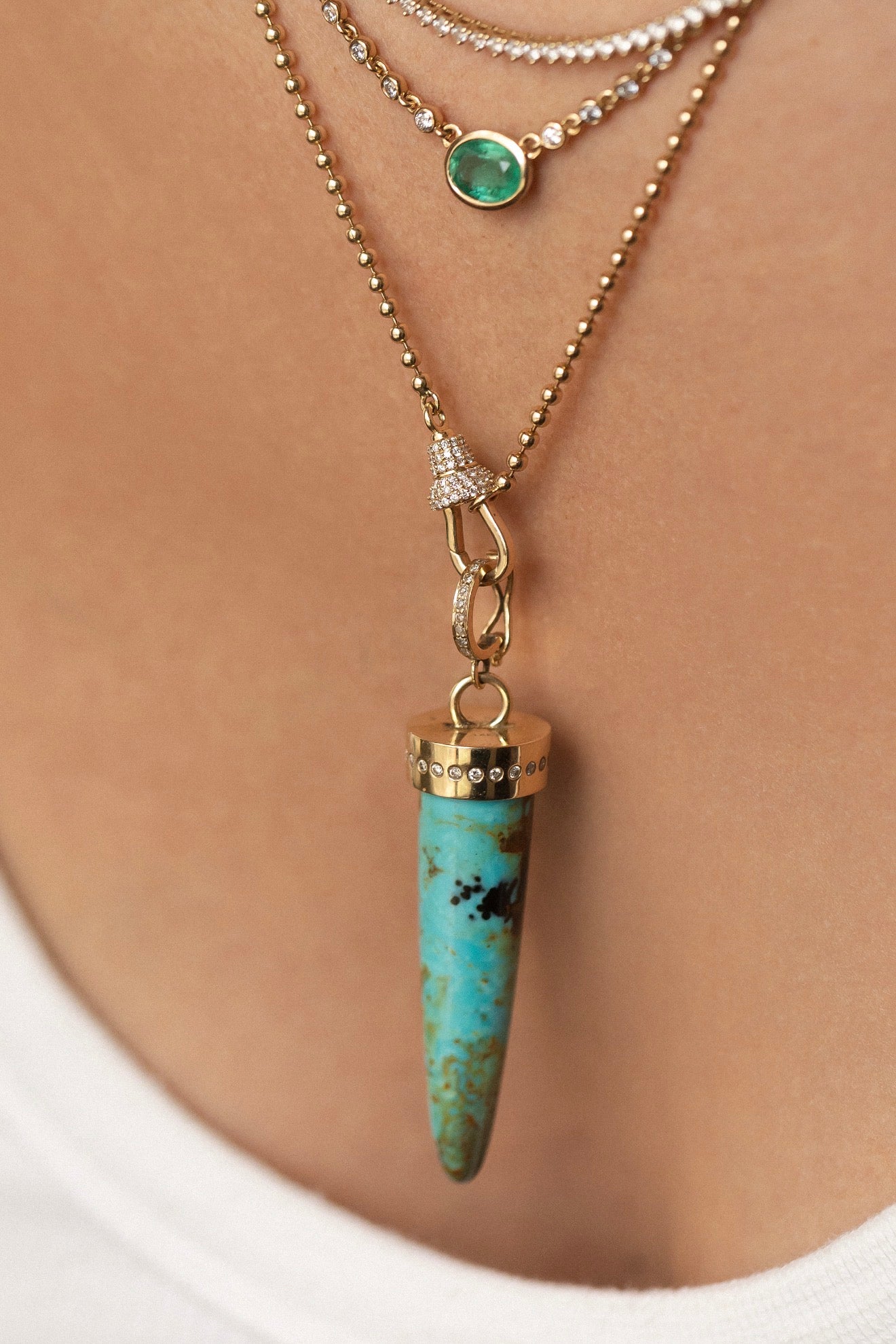 TURQUOISE & DIAMOND BULLET AMULET