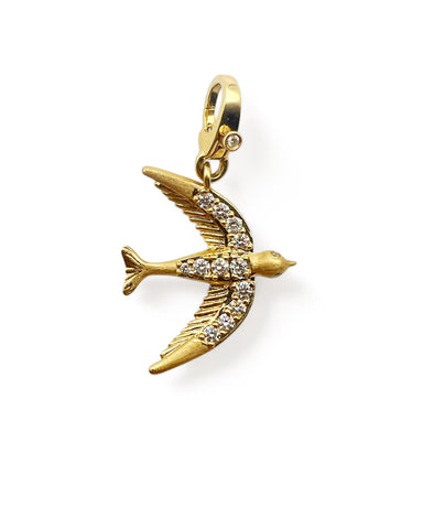 14K GOLD & DIAMOND SOARING DOVE PENDANT