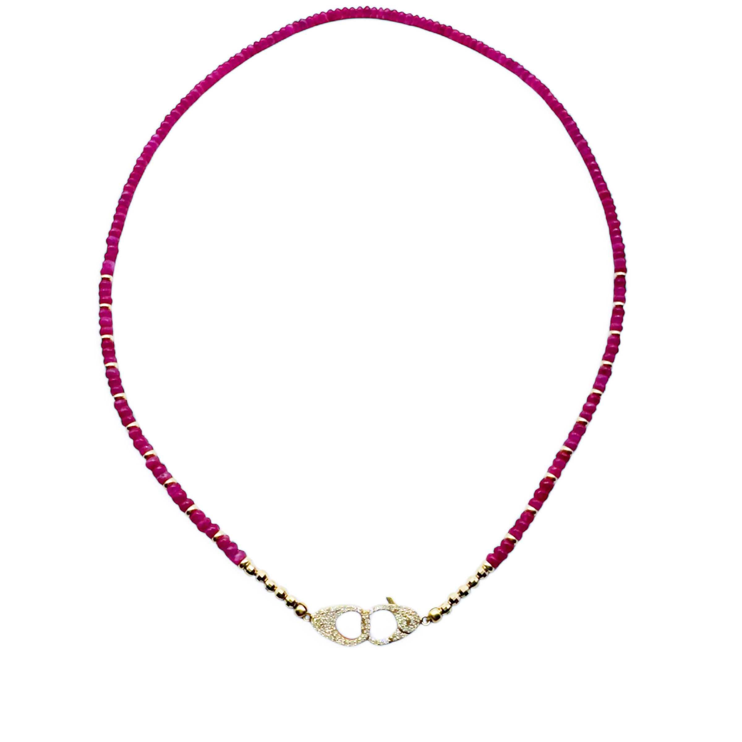 RUBY NECKLACE WITH DIAMOND CUFF CLASP