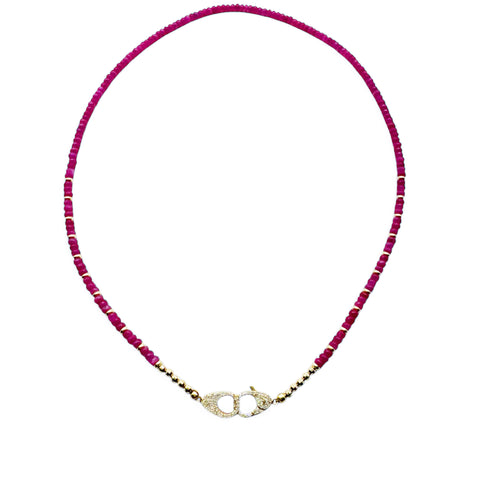 RUBY NECKLACE WITH DIAMOND CUFF CLASP